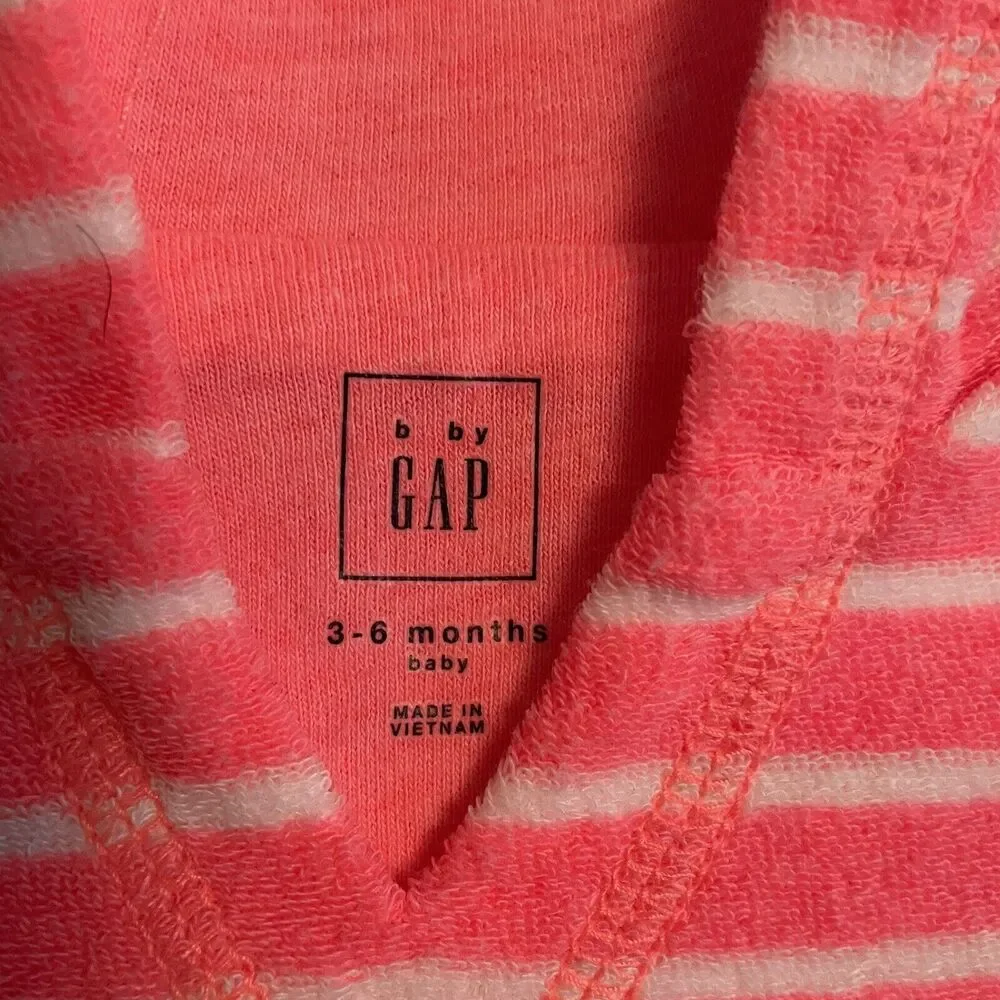 Baby Gap 3-6 months Terry Neon Striped Hooded Swim Cover Beach